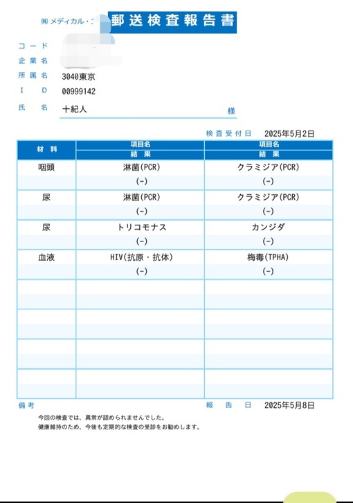 十紀人(ﾄｷﾋﾄ) 🍀検査結果🍀