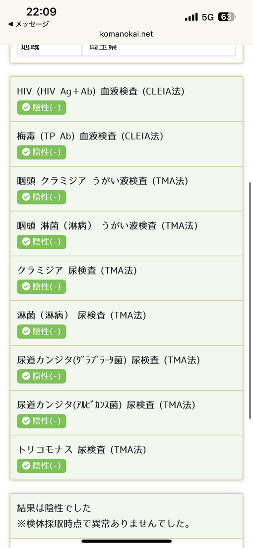 桔平(ｷｯﾍﾟｲ) 6月の性病検査報告