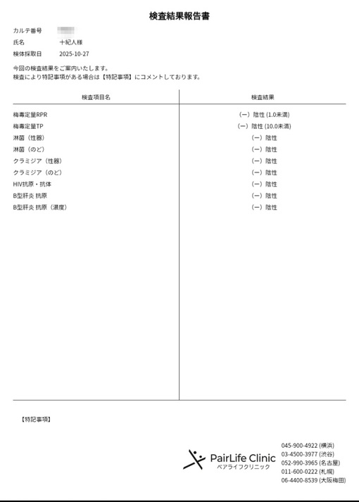 十紀人(ﾄｷﾋﾄ) 🍀検査結果🍀