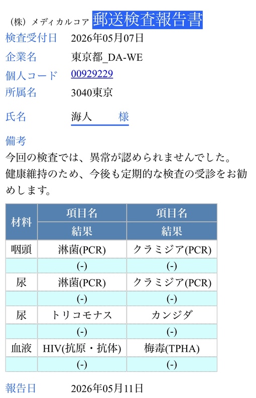 海人(ｶｲﾄ) 5月検査結果