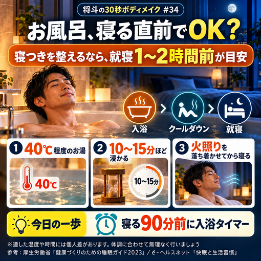 将斗(ﾏｻﾄ) 【寝る直前のお風呂、寝つきにどうなの？🛁】
